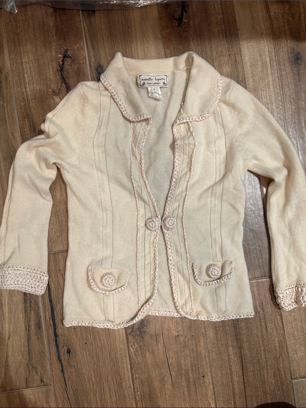 Nanette Lepore Cream Pure Cashmere Sweater - Picture 2 of 4
